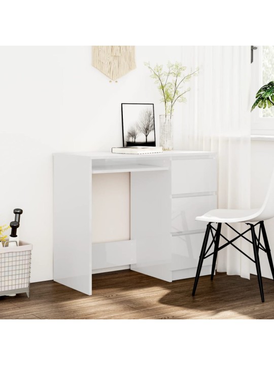 Psací stůl bílý s vysokým leskem 90x45x76 cm kompozitní dřevo