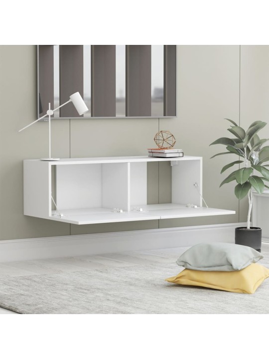 TV stolek bílý 100x30x30 cm kompozitní dřevo
