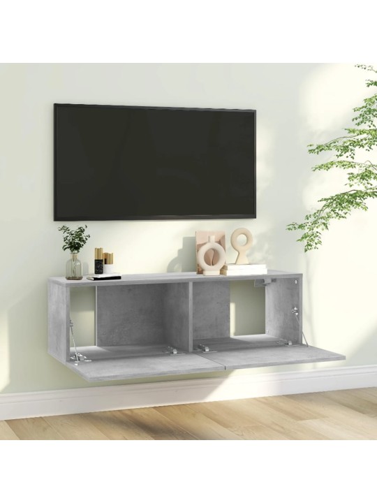 TV stolek betonově šedý 100x30x30 cm kompozitní dřevo