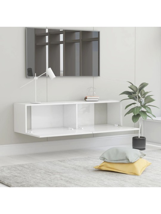 TV stolek bílý s vysokým leskem 120x30x30 cm kompozitní dřevo