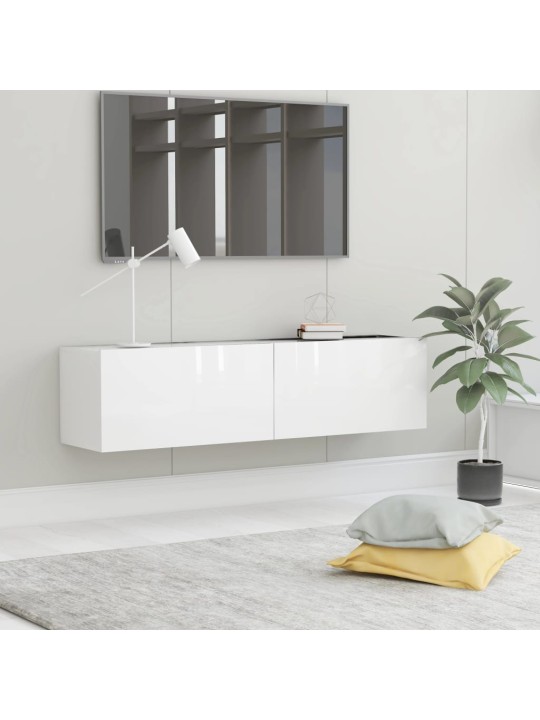 TV stolek bílý s vysokým leskem 120x30x30 cm kompozitní dřevo