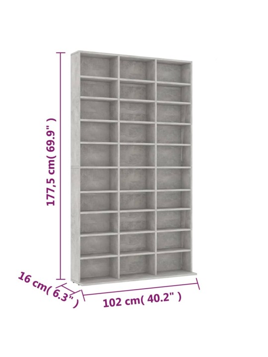 CD skříňka betonově šedá 102 x 16 x 177,5 cm kompozitní dřevo