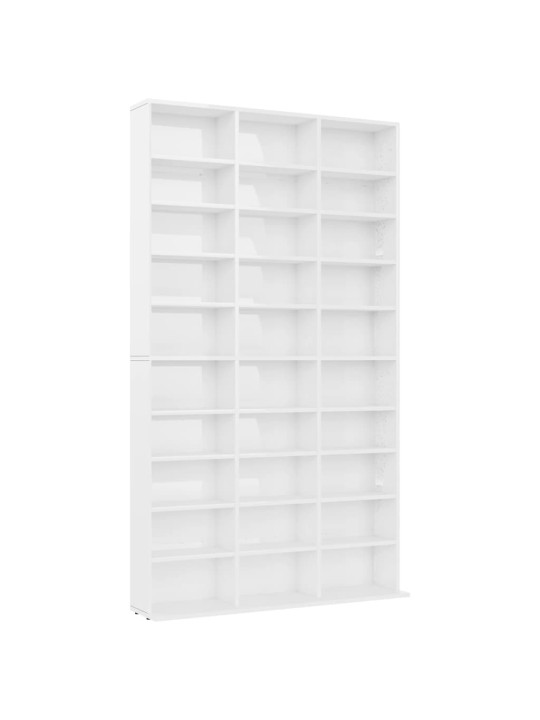 CD skříňka bílá vysoký lesk 102x16x177,5 cm kompozitní dřevo