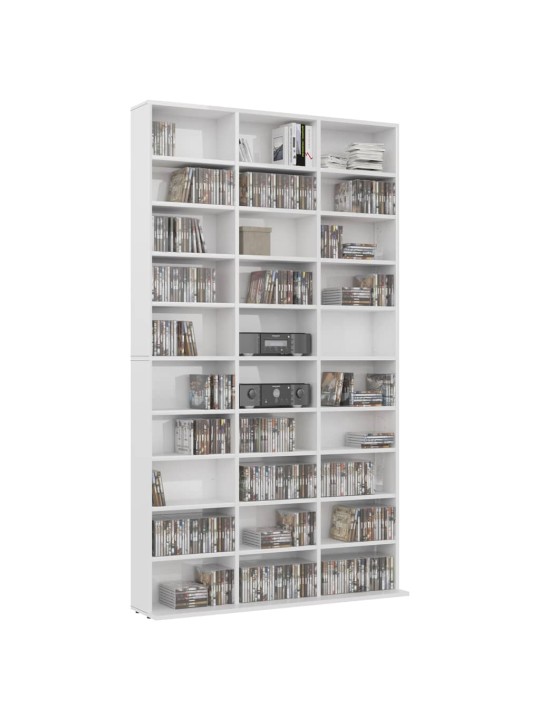 CD skříňka bílá vysoký lesk 102x16x177,5 cm kompozitní dřevo