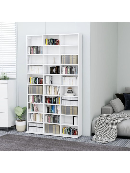 CD skříňka bílá vysoký lesk 102x16x177,5 cm kompozitní dřevo