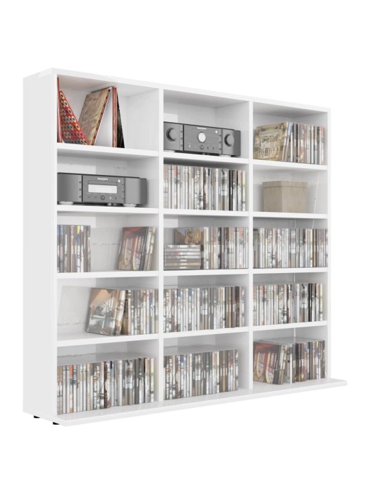 Skříňka na CD bílá vysoký lesk 100x23x89,5 cm kompozitní dřevo
