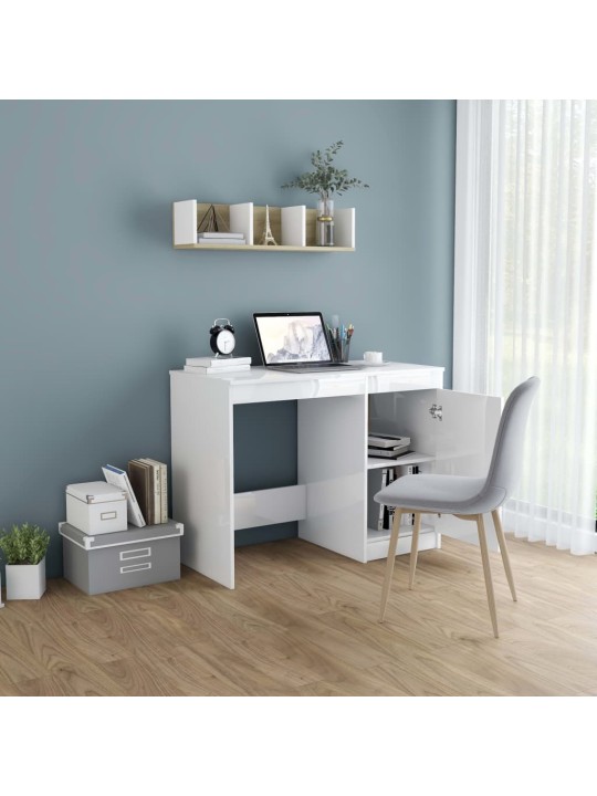 Psací stůl bílý s vysokým leskem 100x50x76 cm kompozitní dřevo