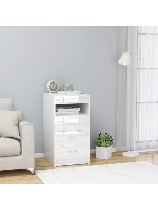 Komoda se zásuvkami bílá s leskem 40x50x76 cm kompozitní dřevo