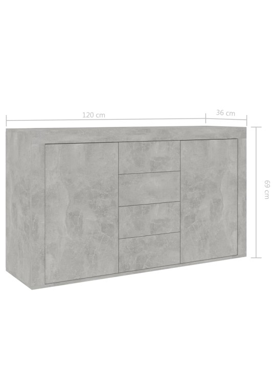 Příborník betonově šedý 120 x 36 x 69 cm kompozitní dřevo