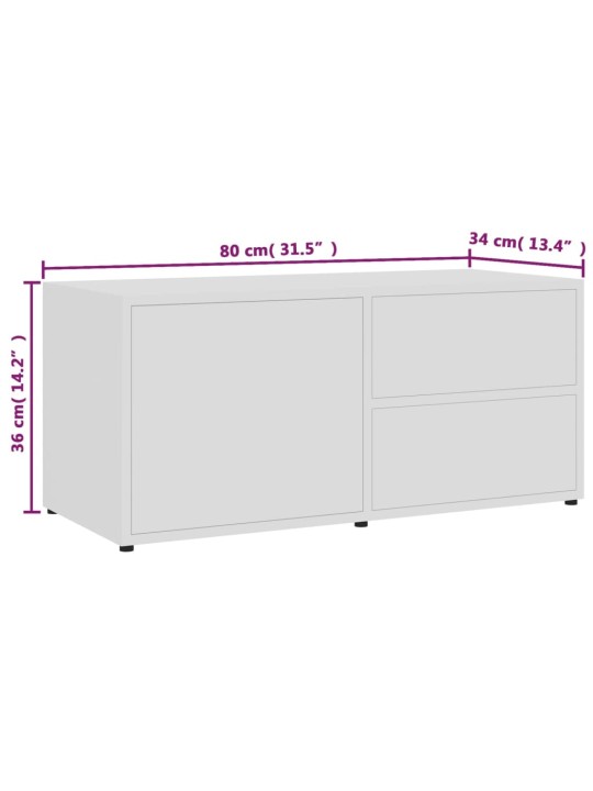 TV stolek bílý 80 x 34 x 36 cm kompozitní dřevo