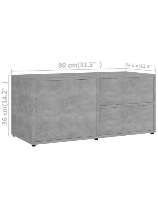 TV stolek betonově šedý 80 x 34 x 36 cm kompozitní dřevo