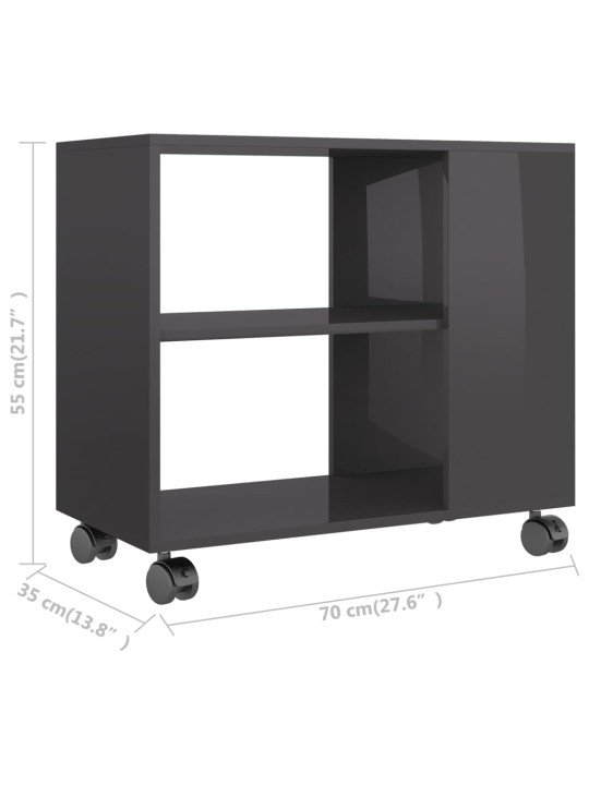 Odkládací stolek šedý s leskem 70 x 35 x 55 cm kompozitní dřevo