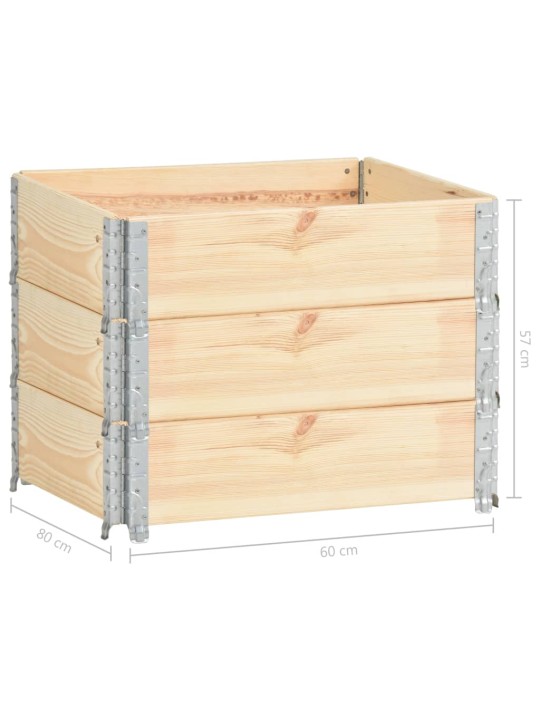 Paletové nástavce 3 ks 60 x 80 cm masivní borové dřevo
