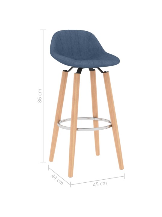 Barové židle 2 ks modré textil