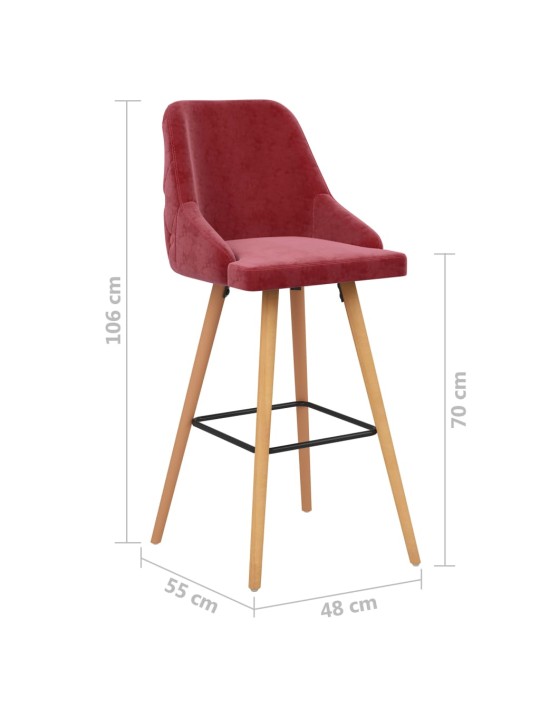 Barové židle 2 ks vínové samet