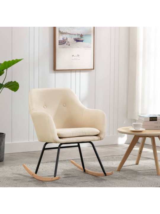 Houpací křeslo krémové textil