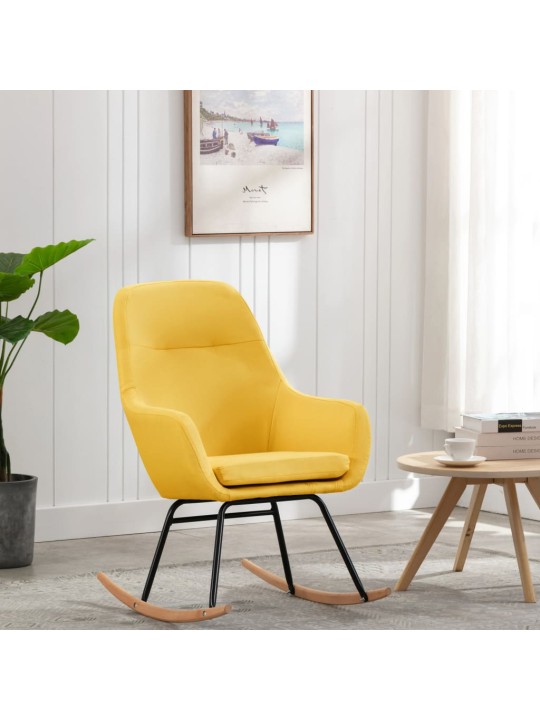 Houpací křeslo hořčicově žluté textil