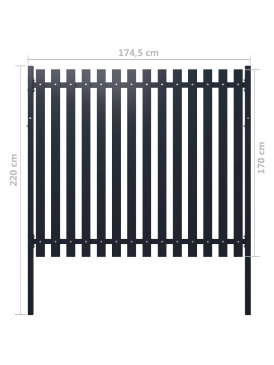 Plotový panel antracit 174,5 x 170 cm práškově lakovaná ocel