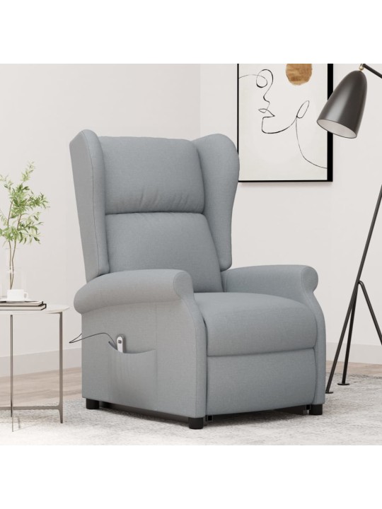 Zvedací křeslo světle šedé textil