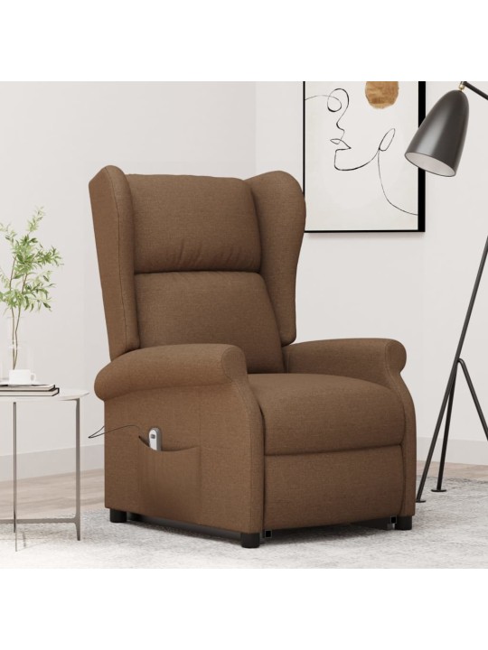 zvedací křeslo hnědé textil