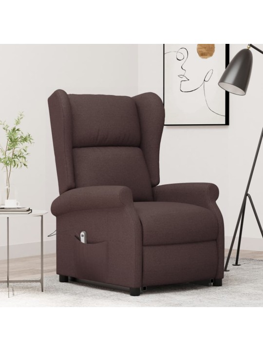 Zvedací křeslo tmavě hnědé textil