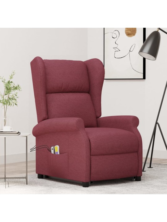 zvedací masážní křeslo vínové textil