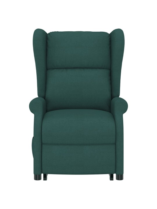 Zvedací masážní křeslo tmavě zelené textil