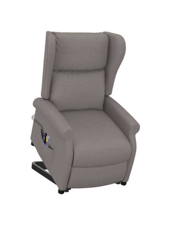 Zvedací masážní křeslo taupe textil