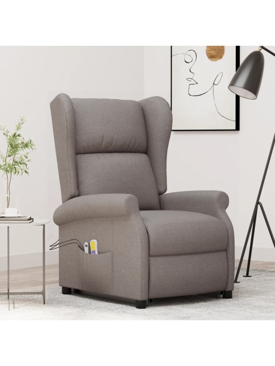 Zvedací masážní křeslo taupe textil