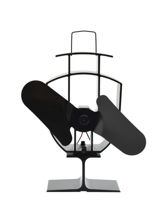 Teplem poháněný ventilátor na kamna 2 lopatky černý