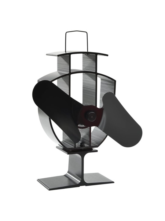 Teplem poháněný ventilátor na kamna 2 lopatky černý