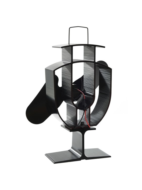 Teplem poháněný ventilátor na kamna 2 lopatky černý