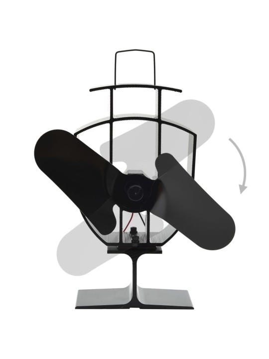 Teplem poháněný ventilátor na kamna 2 lopatky černý