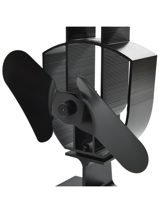 Teplem poháněný ventilátor na kamna 2 lopatky černý
