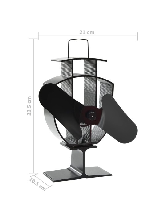 Teplem poháněný ventilátor na kamna 2 lopatky černý