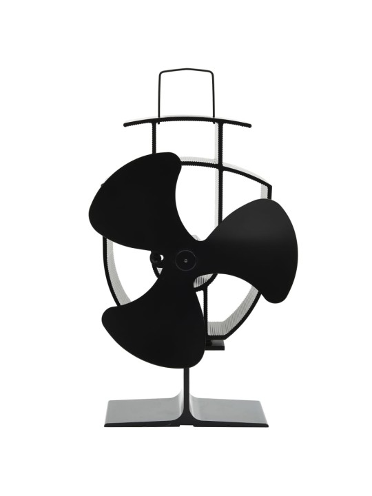 Teplem poháněný ventilátor na kamna 3 lopatky černý