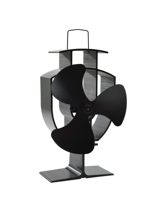Teplem poháněný ventilátor na kamna 3 lopatky černý