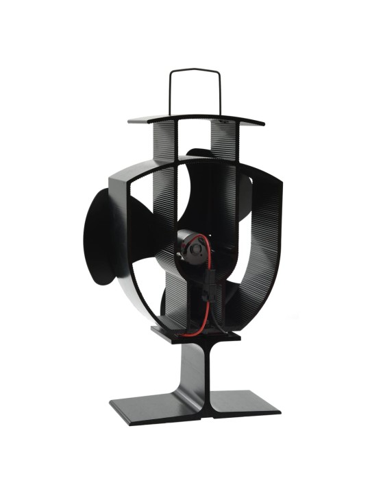 Teplem poháněný ventilátor na kamna 3 lopatky černý