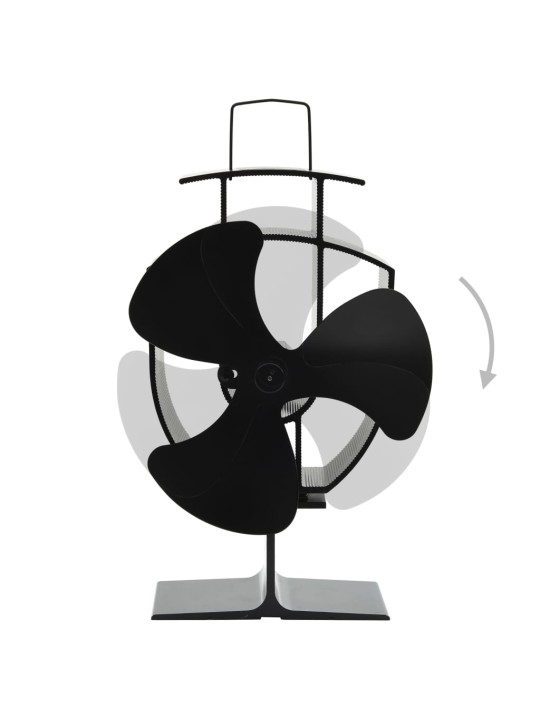 Teplem poháněný ventilátor na kamna 3 lopatky černý