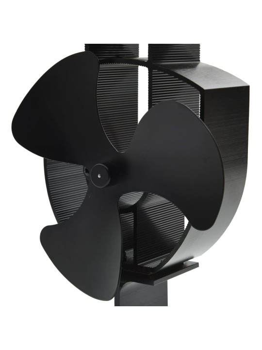 Teplem poháněný ventilátor na kamna 3 lopatky černý