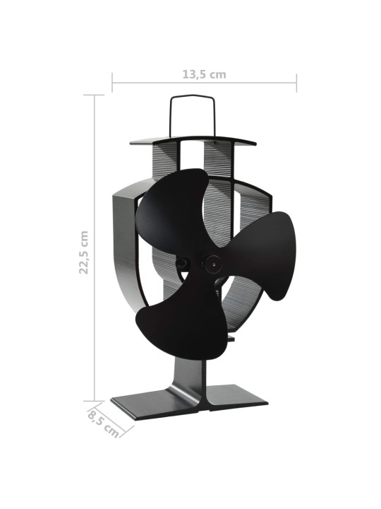 Teplem poháněný ventilátor na kamna 3 lopatky černý
