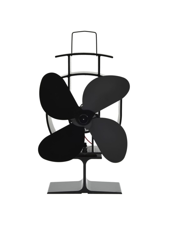 Teplem poháněný ventilátor na kamna 4 lopatky černý