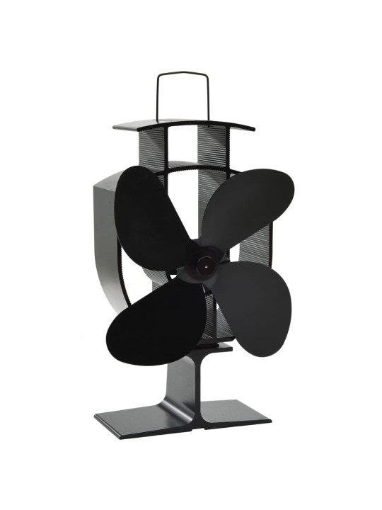 Teplem poháněný ventilátor na kamna 4 lopatky černý