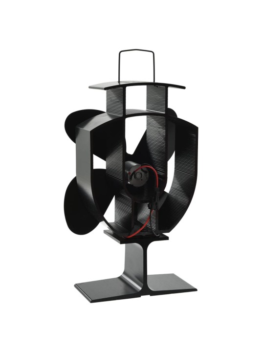 Teplem poháněný ventilátor na kamna 4 lopatky černý