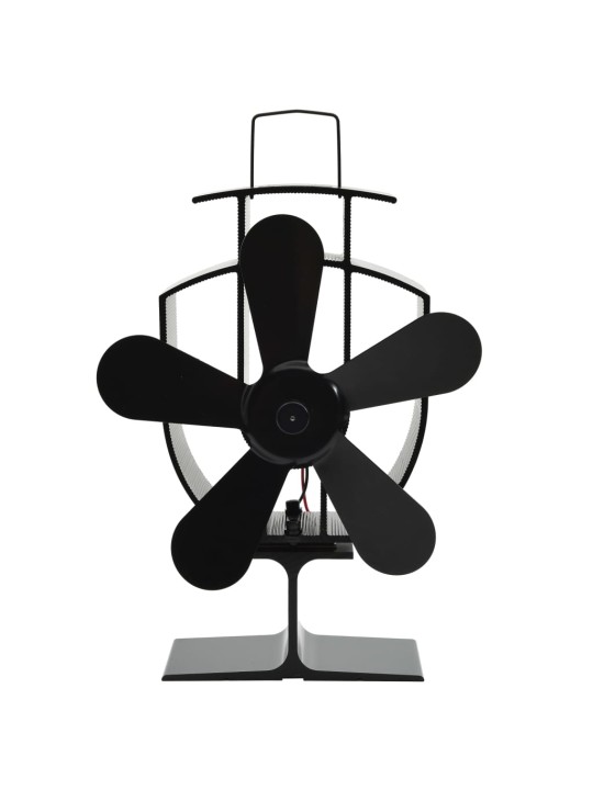 Teplem poháněný ventilátor na kamna 5 lopatek černý