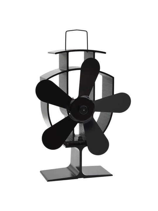 Teplem poháněný ventilátor na kamna 5 lopatek černý