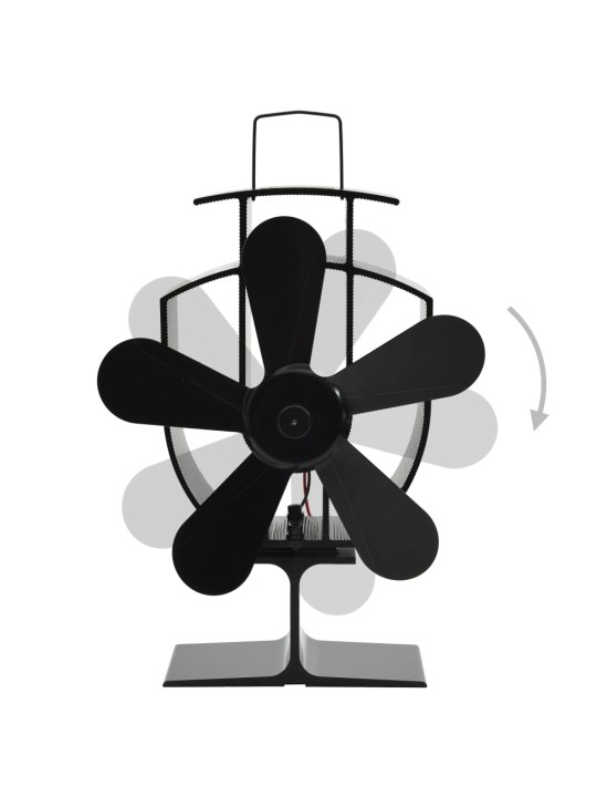 Teplem poháněný ventilátor na kamna 5 lopatek černý