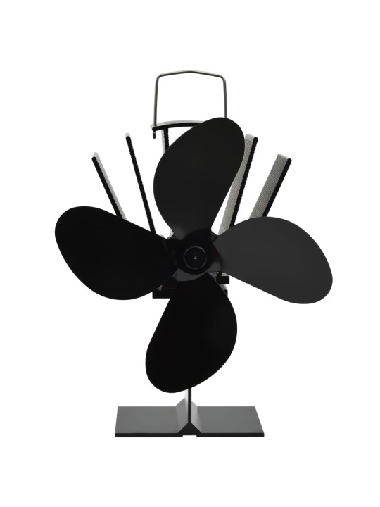 Teplem poháněný ventilátor na kamna 4 lopatky černý