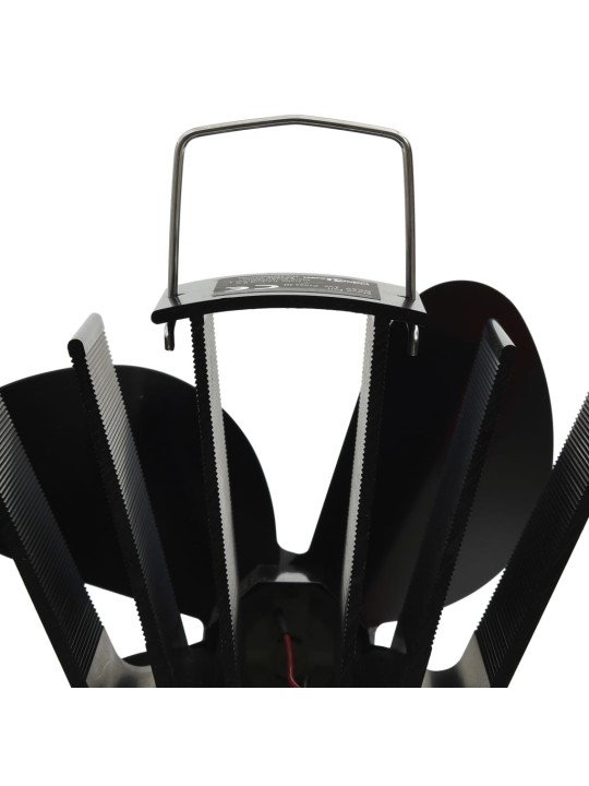 Teplem poháněný ventilátor na kamna 4 lopatky černý