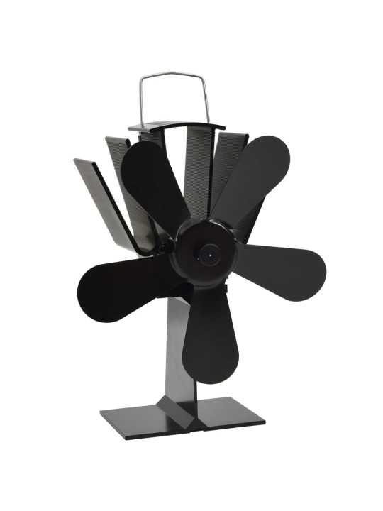 Teplem poháněný ventilátor na kamna 5 lopatek černý